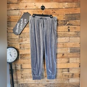 HUE Women's Gray Drawstring Waisltine Velvour Lounge Pants Size Large